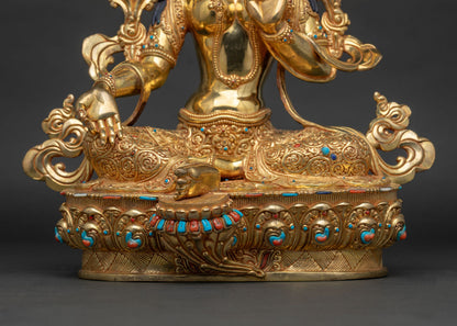 Luxurious Green Tara Statue | Tibetan Buddhist Art from Nepal