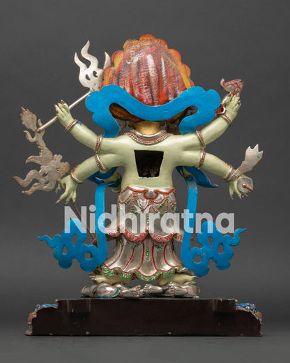 Hand-Painted White Mahakala Statue – Remover of Financial Obstacles