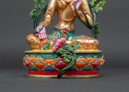 Multi-Colored Green Tara Statue | Goddess of Swift Compassion