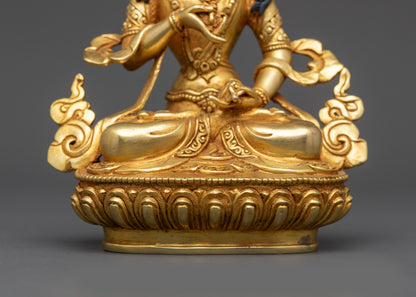 Gold-Gilded Vajrasattva Statue | Handcrafted Tibetan Idol for Prayer