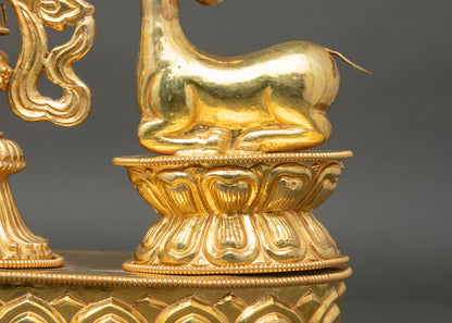 Dharma Chakra with Two Deer – Sacred Buddhist Decor from Nepal