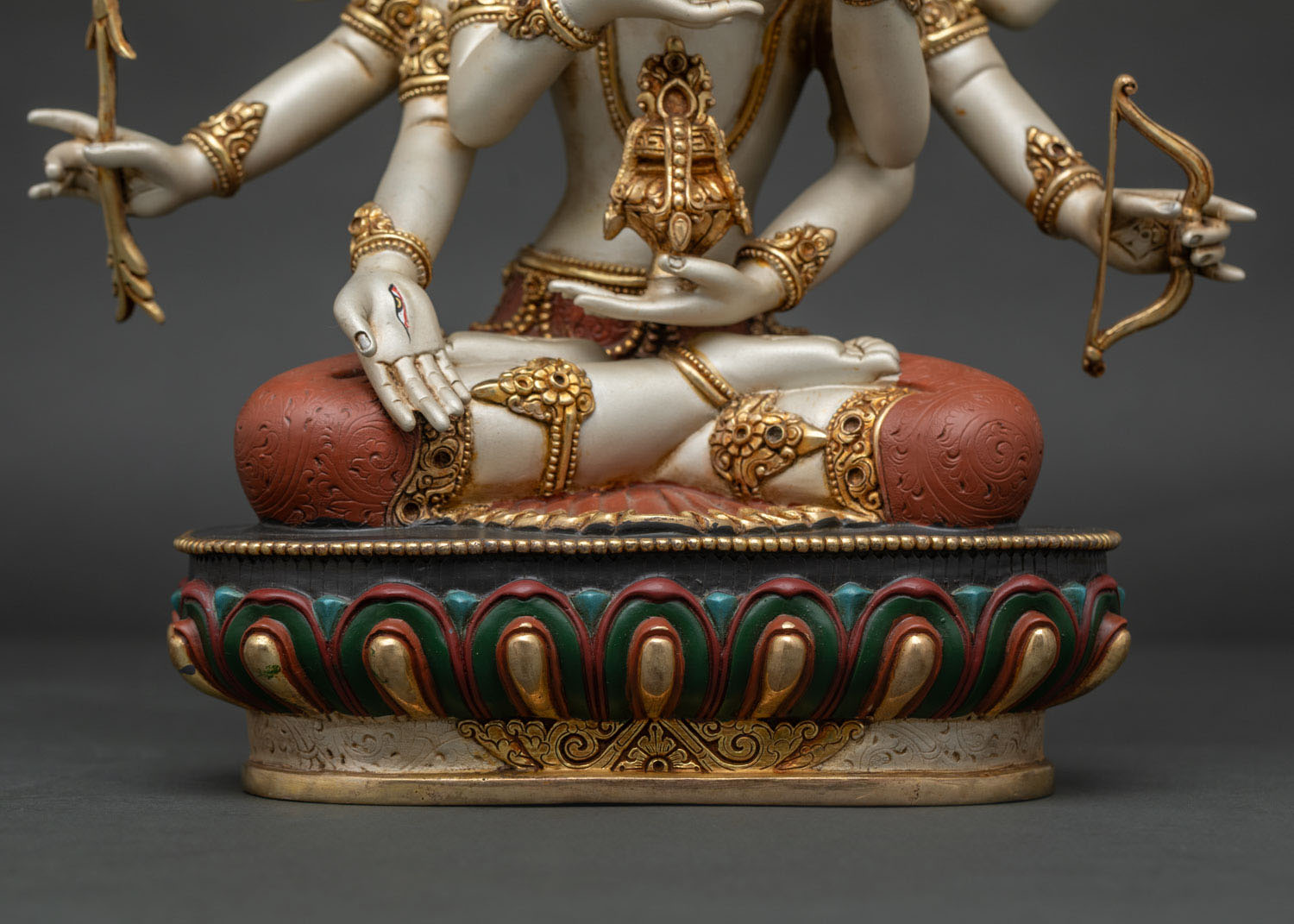 Acrylic-Painted Ushnisha Vijaya Statue | Three Faced Purification Deity