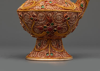 Copper Karuwa Ewer | Sacred Himalayan Offering Vessel Crafted in Nepal