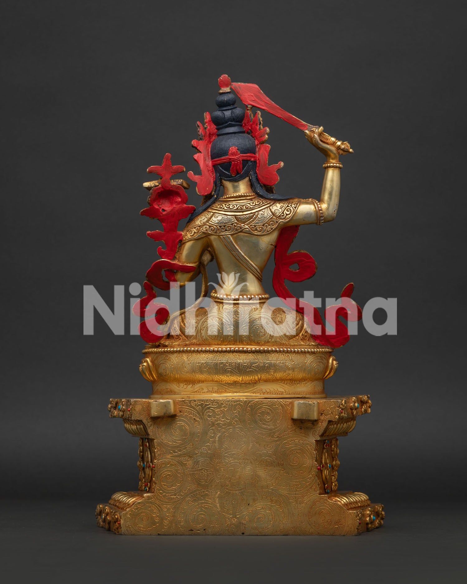 Manjushri with Throne Statue | Handcrafted Bodhisattva Sculpture