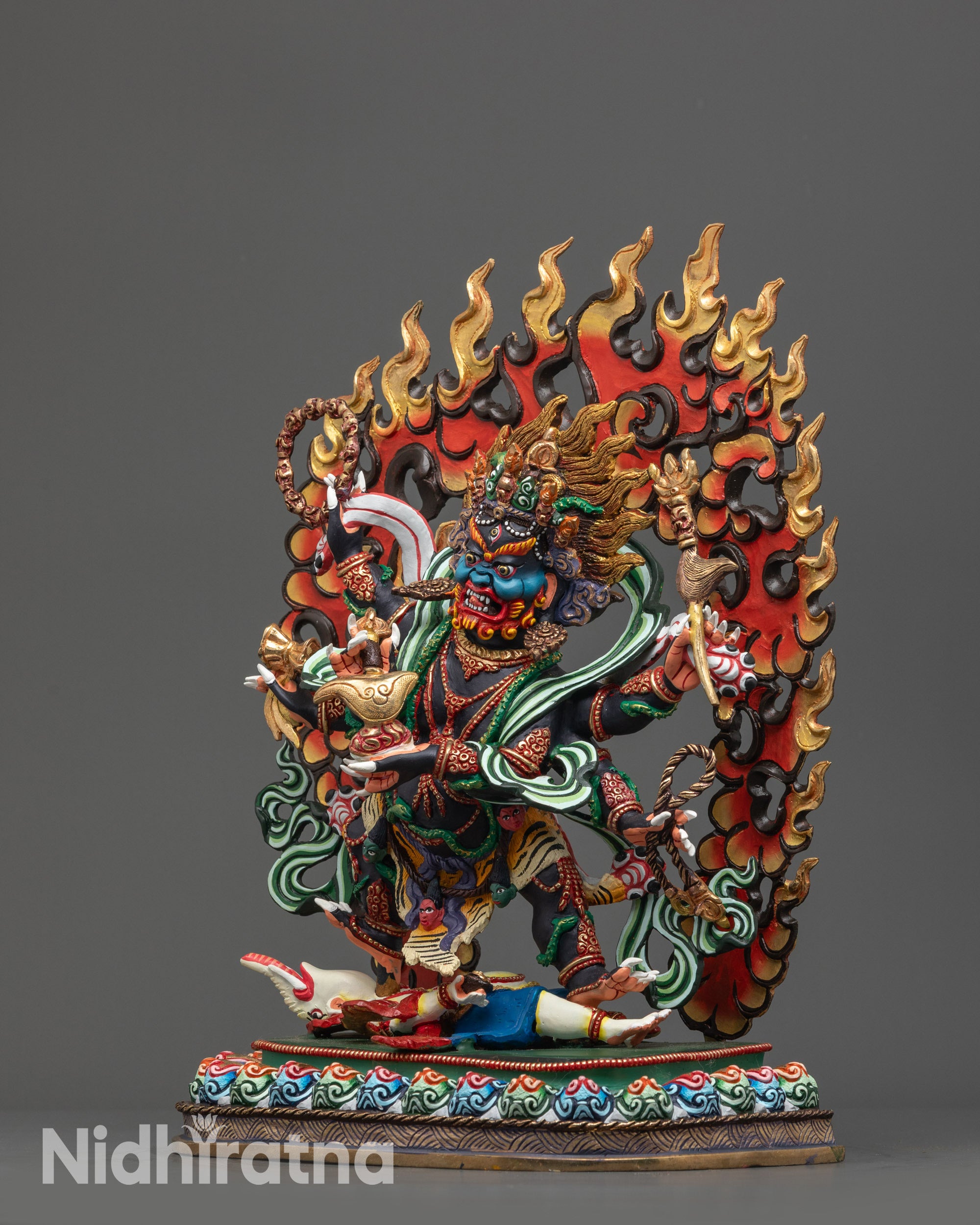 Fierce Six-Armed Mahakala Statue | Himalayan Buddhist Deity