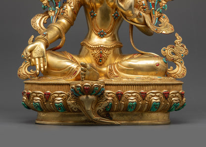 Manifest Tranquility with Green Tara Sculpture | Nepalese Buddhist Art
