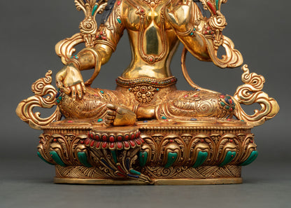 Green Tara Statue - Traditional Buddhist Craftsmanship