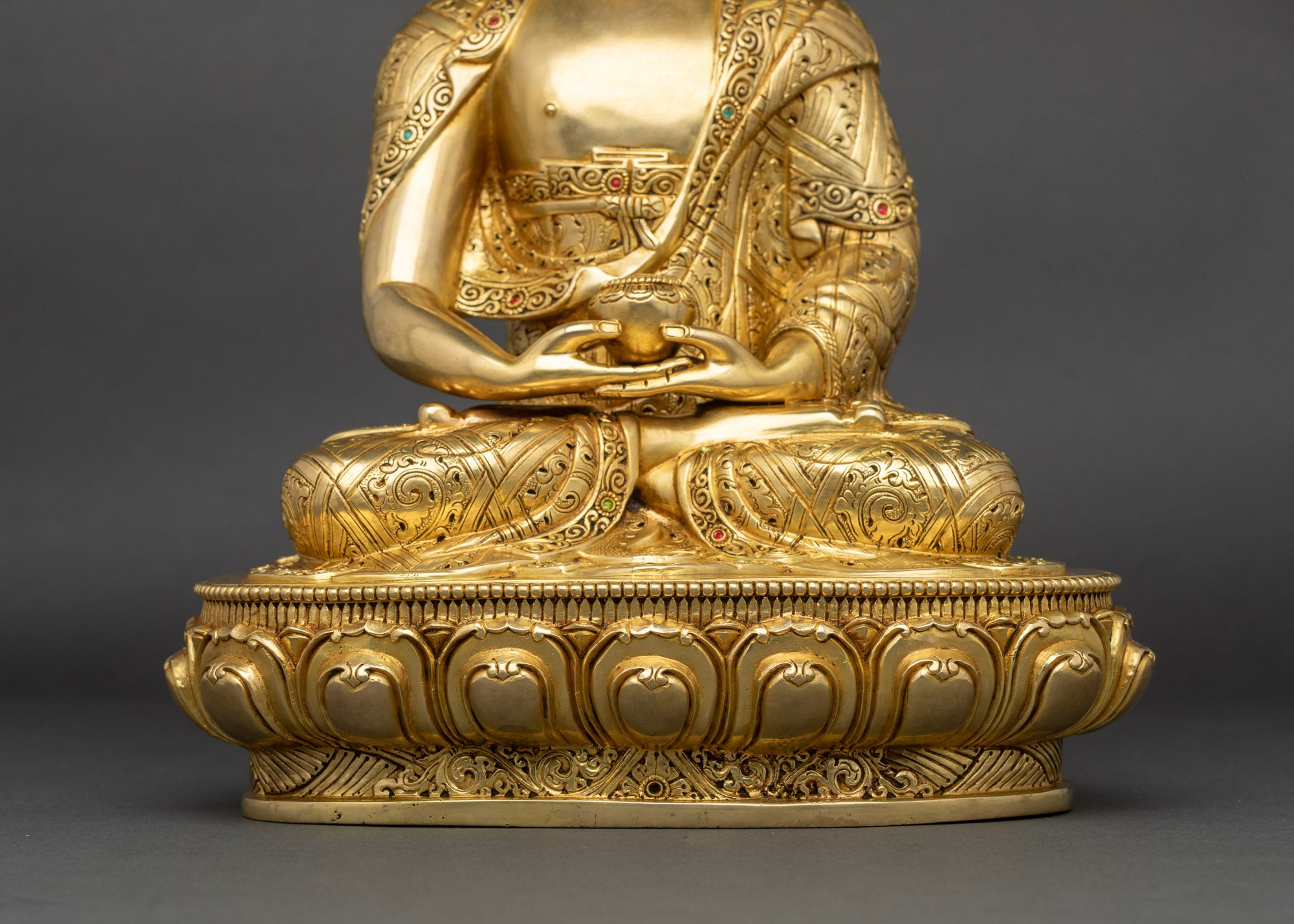 Three Buddha Statue Set | Gold Fire-Gilded Copper Sculpture Collection