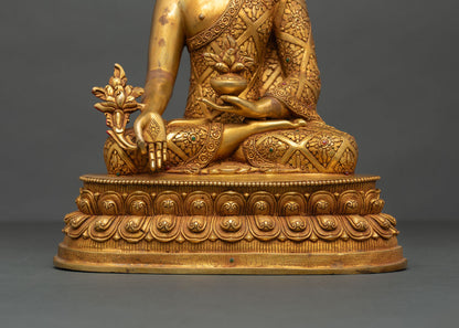 Medicine Buddha | 24K Gold Gilded Healing Buddha Statue