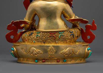 24K Gold-Gilded Jambhala Statue | Buddhist Wealth God Idol from Nepal