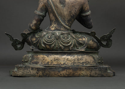 Solid Bronze Vajrasattva Statue – Tibetan Buddhist Figurine