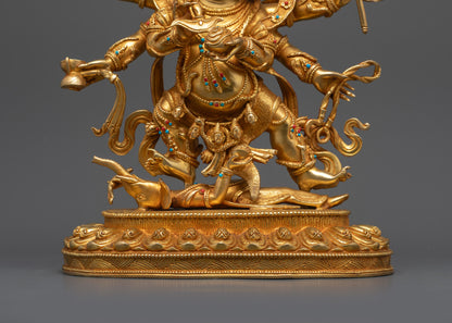 Dharma Protector Mahakala Statue | Wrathful Six Armed Vajrayana Deity