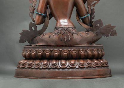Grand Green Tara Statue | Oxidized Copper Buddhist Sculpture