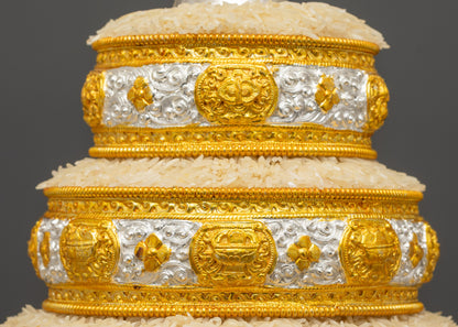 Sacred Auspicious Mandala | Gold and Silver-Plated Buddhist Art Nepal