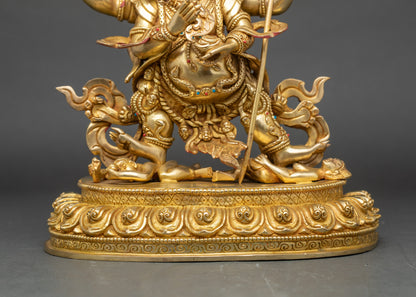 Handmade Four-Armed Mahakala Statue | Wrathful Guardian of Dharma