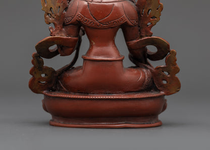 Oxidized White Tara  Meditation Sculpture | Traditional Himalayan Art