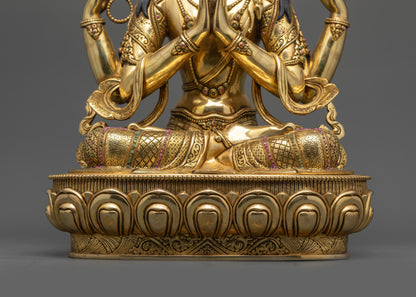 Traditional Statue of Chenrezig | Handmade Tibetan Buddhist Sculpture
