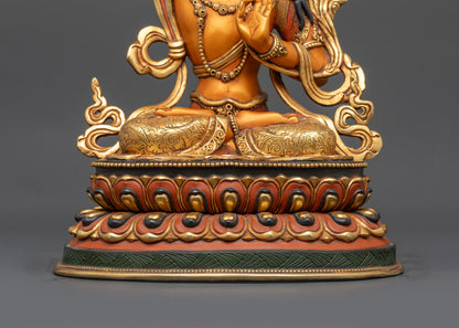 Hand-painted Bodhisattva Manjushri Statue | Tibetan Buddhist Sculpture