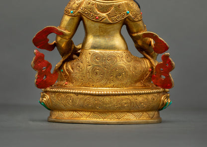 Dzambhala Statue - 24K Gold Gilded Copper Artwork