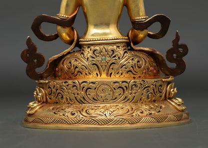Amitayus Statue | 24K Gold Fire-Gilded Copper Sculpture