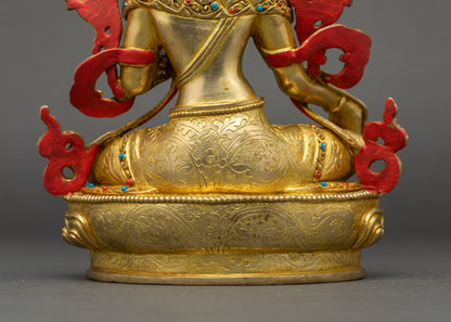 Green Tara Figurine | Himalayan Gold Fire-Gilded Meditation Idol