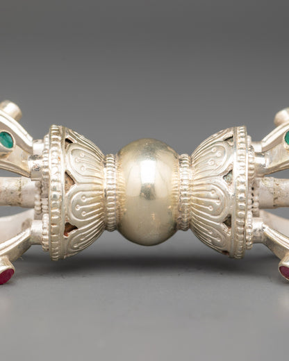 Tibetan Bell and Vajra Set | Bronze & Silver Instruments for Worship