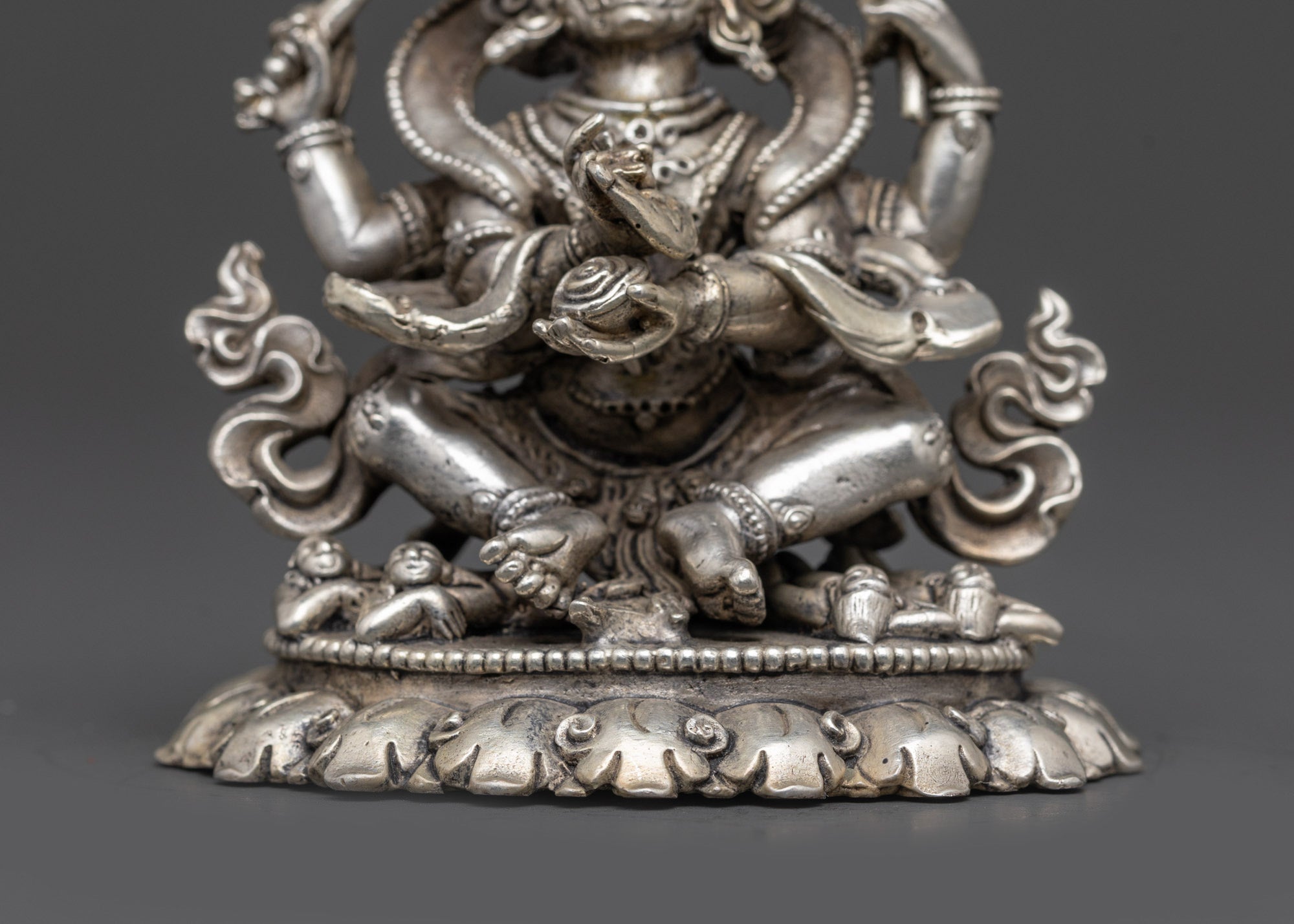 Four-Armed Mahakala Mantra Statue | Handcrafted Tibetan Protector