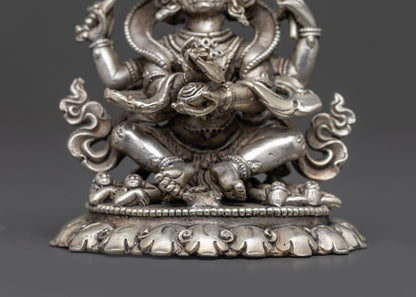 Four-Armed Mahakala Mantra Statue | Handcrafted Tibetan Protector