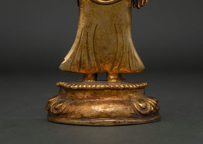 Standing Shakyamuni Buddha Statue | Nepalese Copper Sculpture