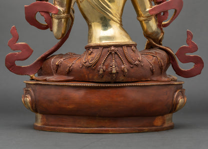 Hand-Carved Nepalese Green Tara Sculpture for Spiritual Guidance