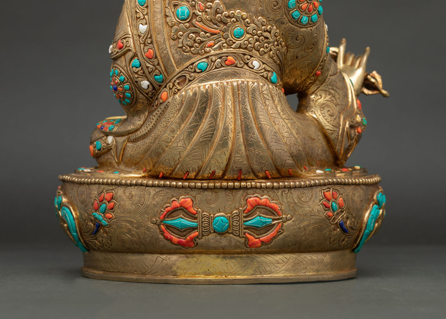 Guru Rinpoche Statue - 24K Gold Gilded Copper Art