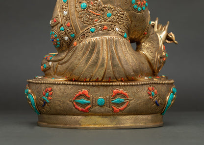 Guru Rinpoche Statue - 24K Gold Gilded Copper Art