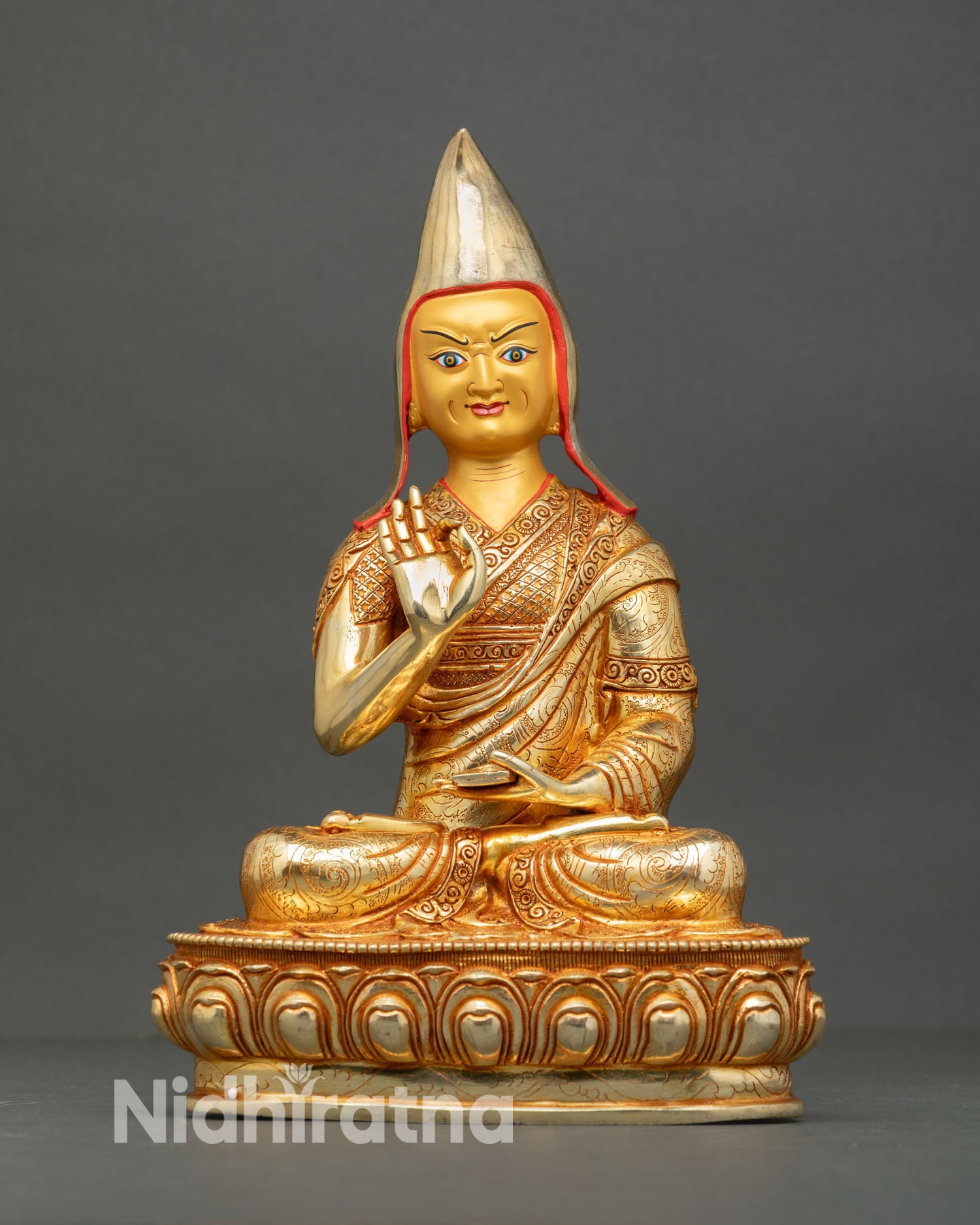 Je Tsongkhapa with Two Disciples Sculpture | Handmade in Nepal