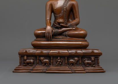 Oxidized Copper Shakyamuni Buddha Statue | Tibetan Buddhist Artwork