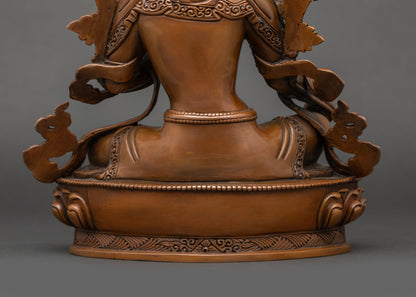 Green Tara Meditation Art | Handcrafted Nepalese Copper Statue