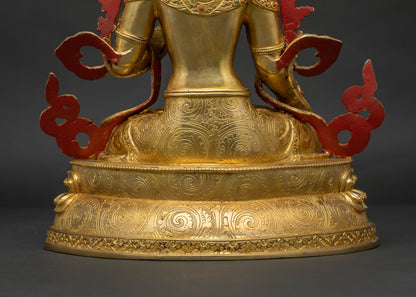White Tara Statue | 24K Gold Fire-Gilded Buddhist Artwork
