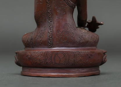 Medicine Buddha Figure | Oxidized Copper Buddhist Statue