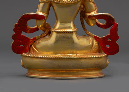 Tibetan Dorje Sempa Sculpture | 24K Gold-Gilded Copper Altar Figurine