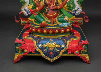 Indoor Ganesh on Throne Statue | Traditional Buddhist Art of Nepal