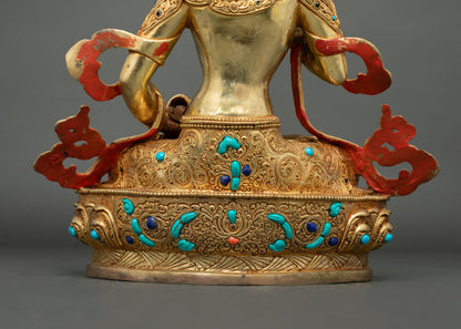 Vajrasattva Statue | Gold-Gilded Tibetan Purification Deity