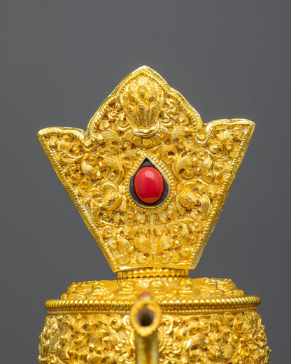 Exquisite Himalayan Bhumba Set | Gold & Silver Plated Ritual Vessels