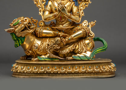 Vadisimha Manjushri Statue | Lion’s Roar Manjushri Buddhist Figurine