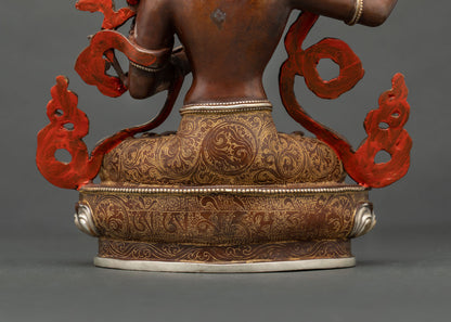 Oxidized Copper Manjushri Statue | Wisdom Deity Artwork
