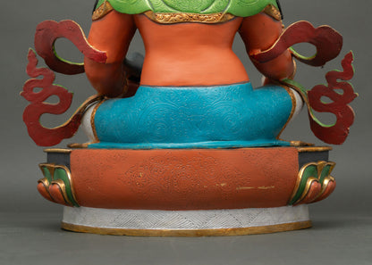Yellow Dzambhala Copper Statue | Buddhist Guardian of Abundance