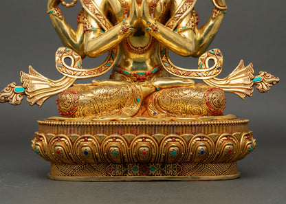 Spiritual Avalokiteshvara Statue – Four-Armed Bodhisattva Figurine