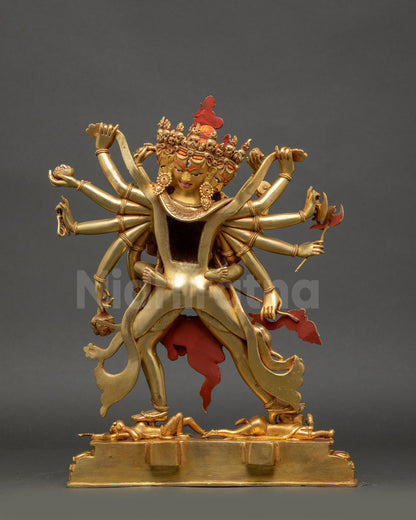 Khorlo Demchog Yab Yum Statue | Tantric Buddhist Sculpture from Nepal