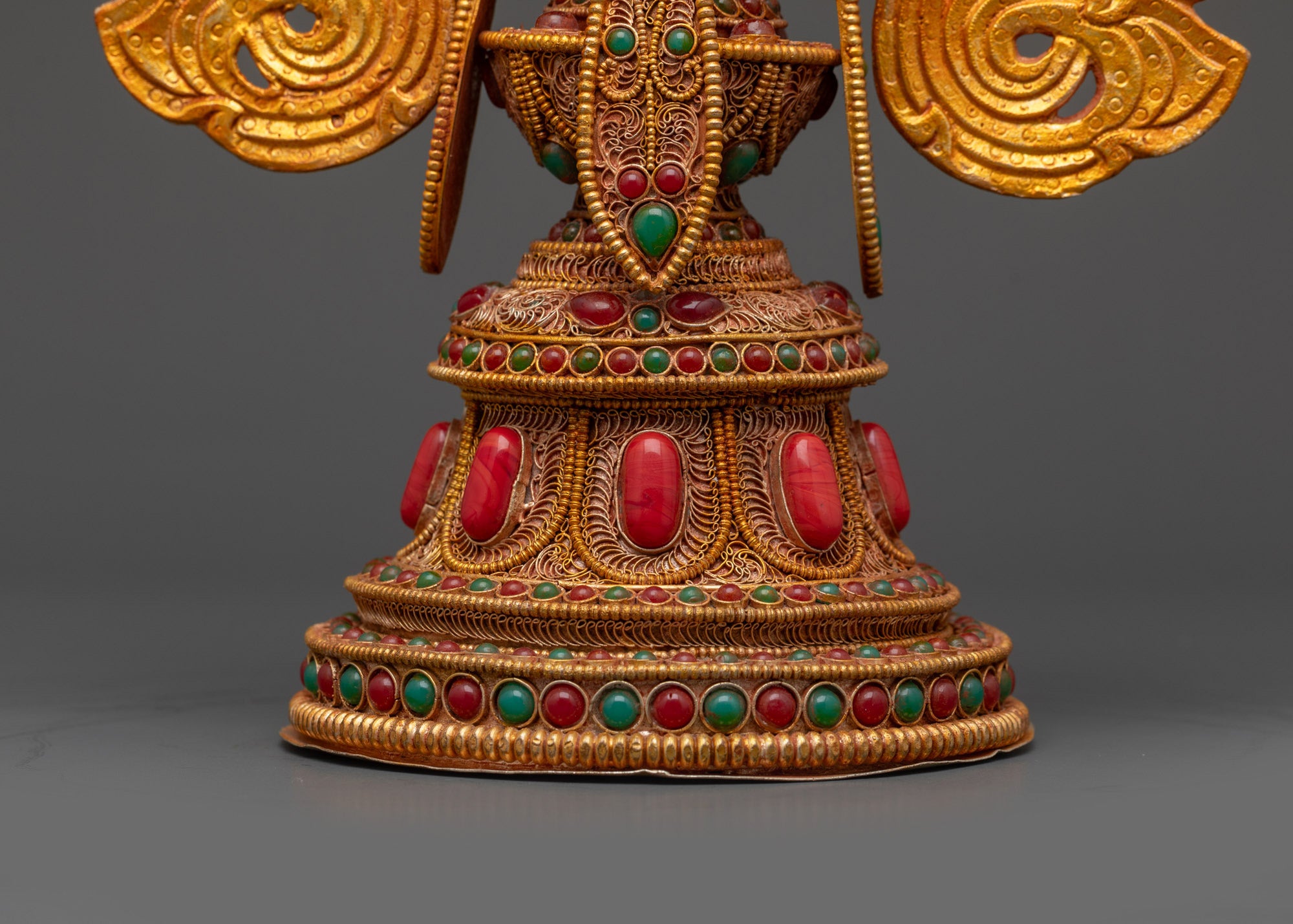 Wheel of Dharma with Kalash Base | Himalayan Buddhist Craft in Nepal