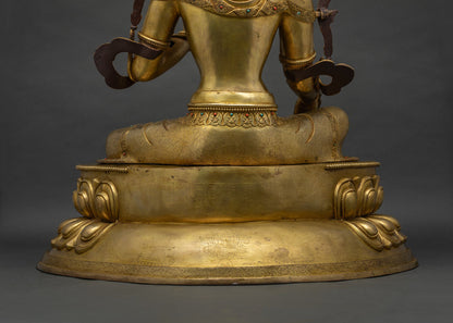 Green Tara Statue | Fully Gold Fire-Gilded Copper Sculpture