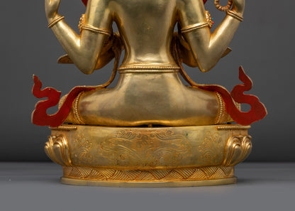 Four-Armed Chenrezig Avalokiteshvara Statue | Tibetan Buddhist Art