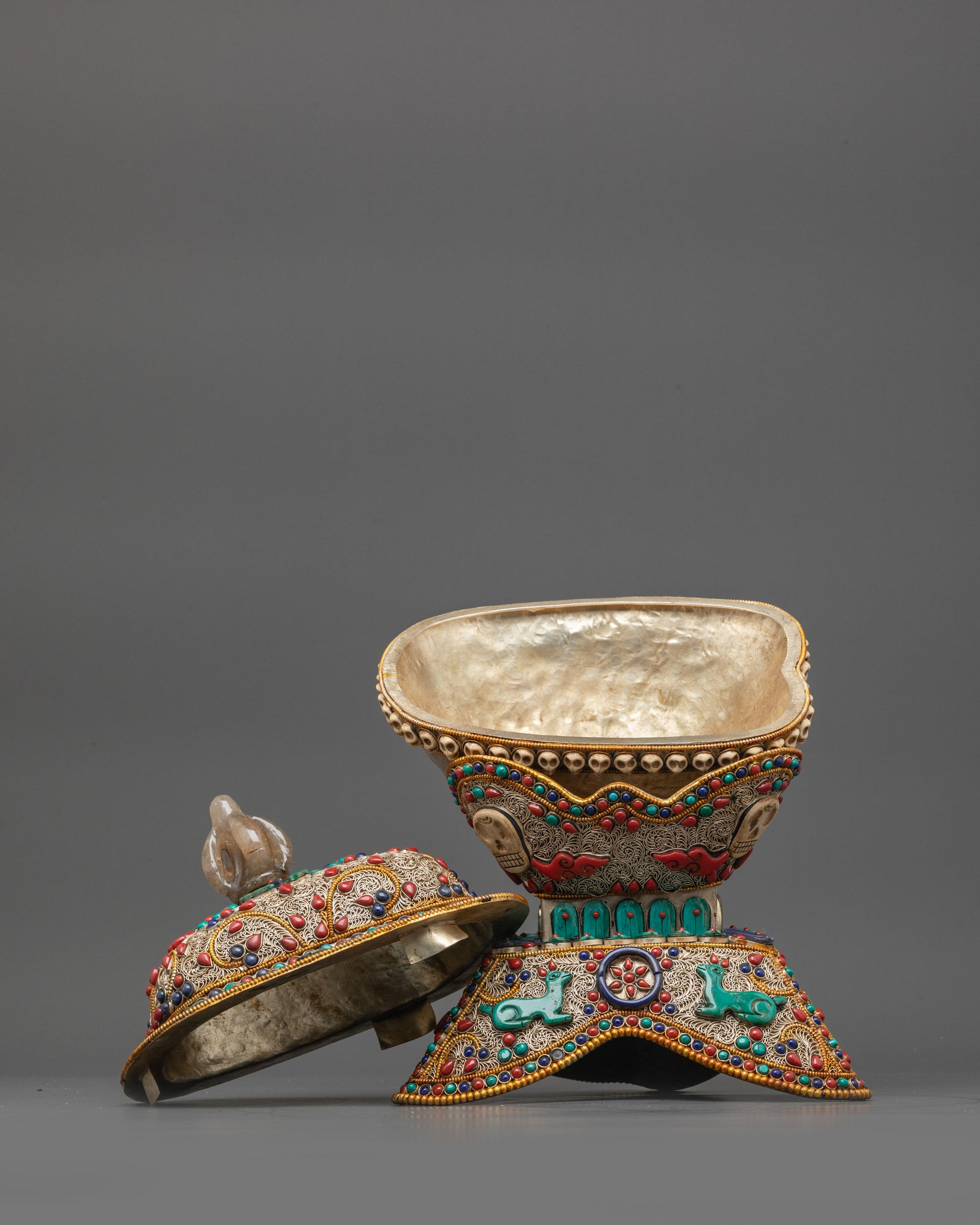 Copper Tibetan Kapala | Skull Cup for Vajrayana Buddhist Ceremonies
